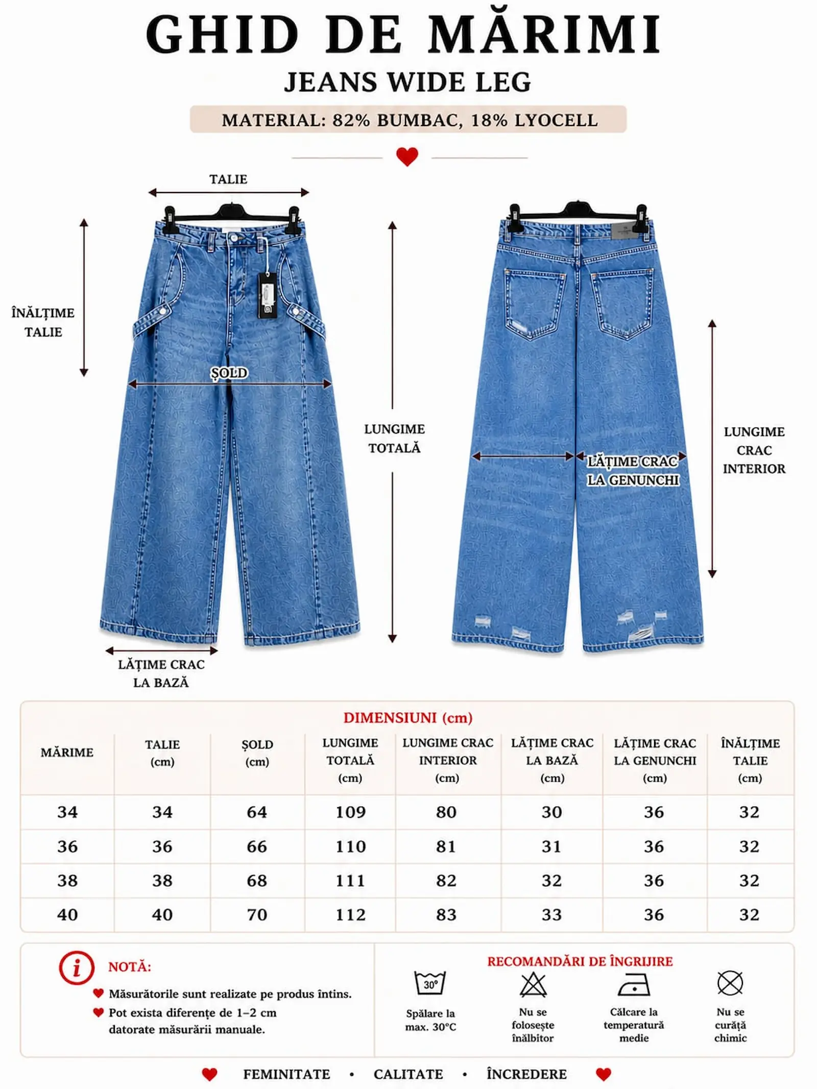 Blugi Dama Casual Retro Wide-Leg Lacarino - Isabellia.ro [2]