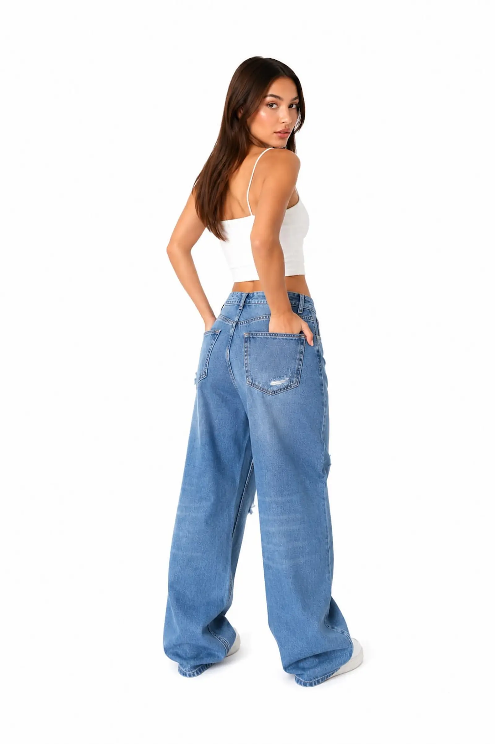 Blugi Dama High-Waist Wide-Leg Albastru Deschis Lacarino - Isabellia.ro [3]