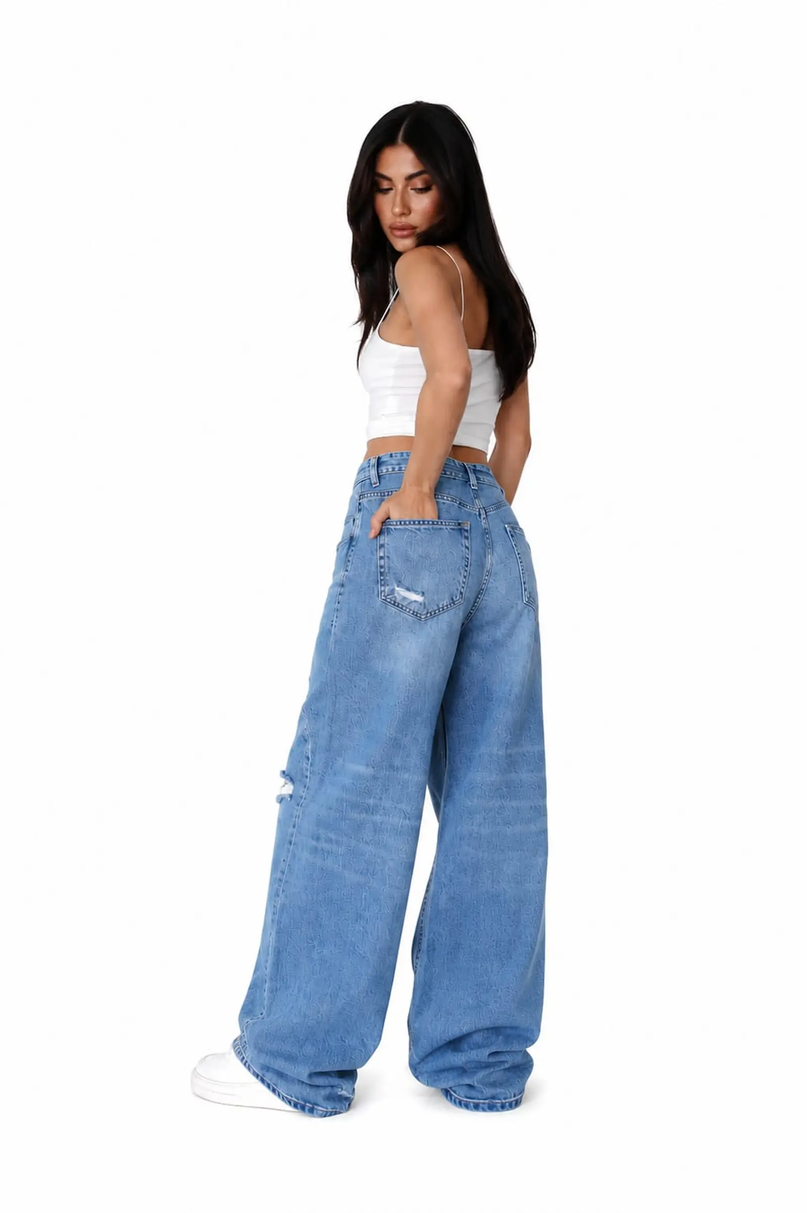 Blugi Dama High-Waist Wide-Leg Albastru Deschis Lacarino - Isabellia.ro [7]