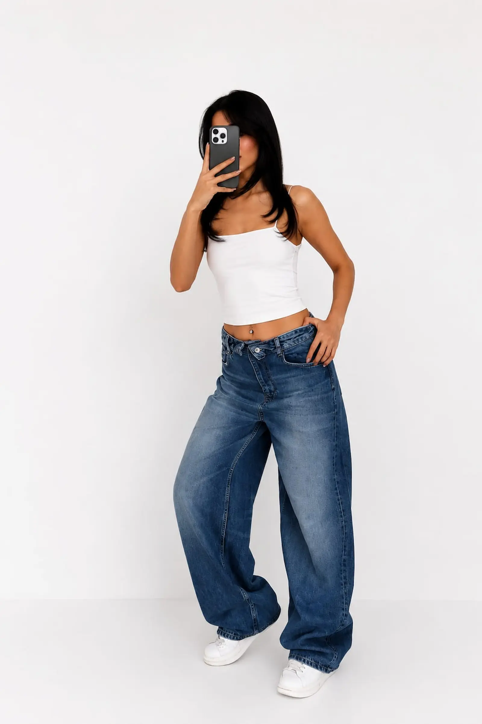 Blugi Dama High-Waist Wide-Leg Indigo Lacarino - Isabellia.ro [6]