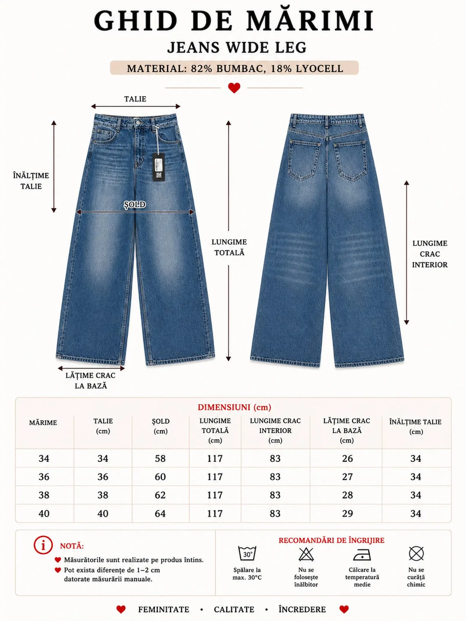 Blugi Dama High-Waist Wide-Leg Indigo Lacarino - Isabellia.ro [2]