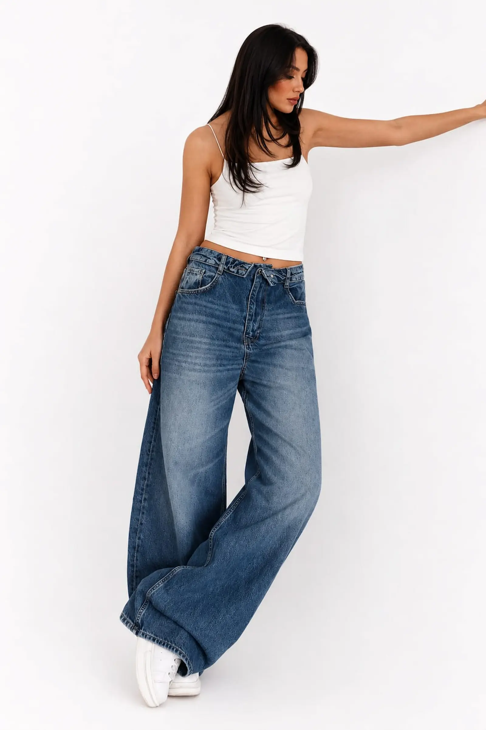 Blugi Dama High-Waist Wide-Leg Indigo Lacarino - Isabellia.ro [7]