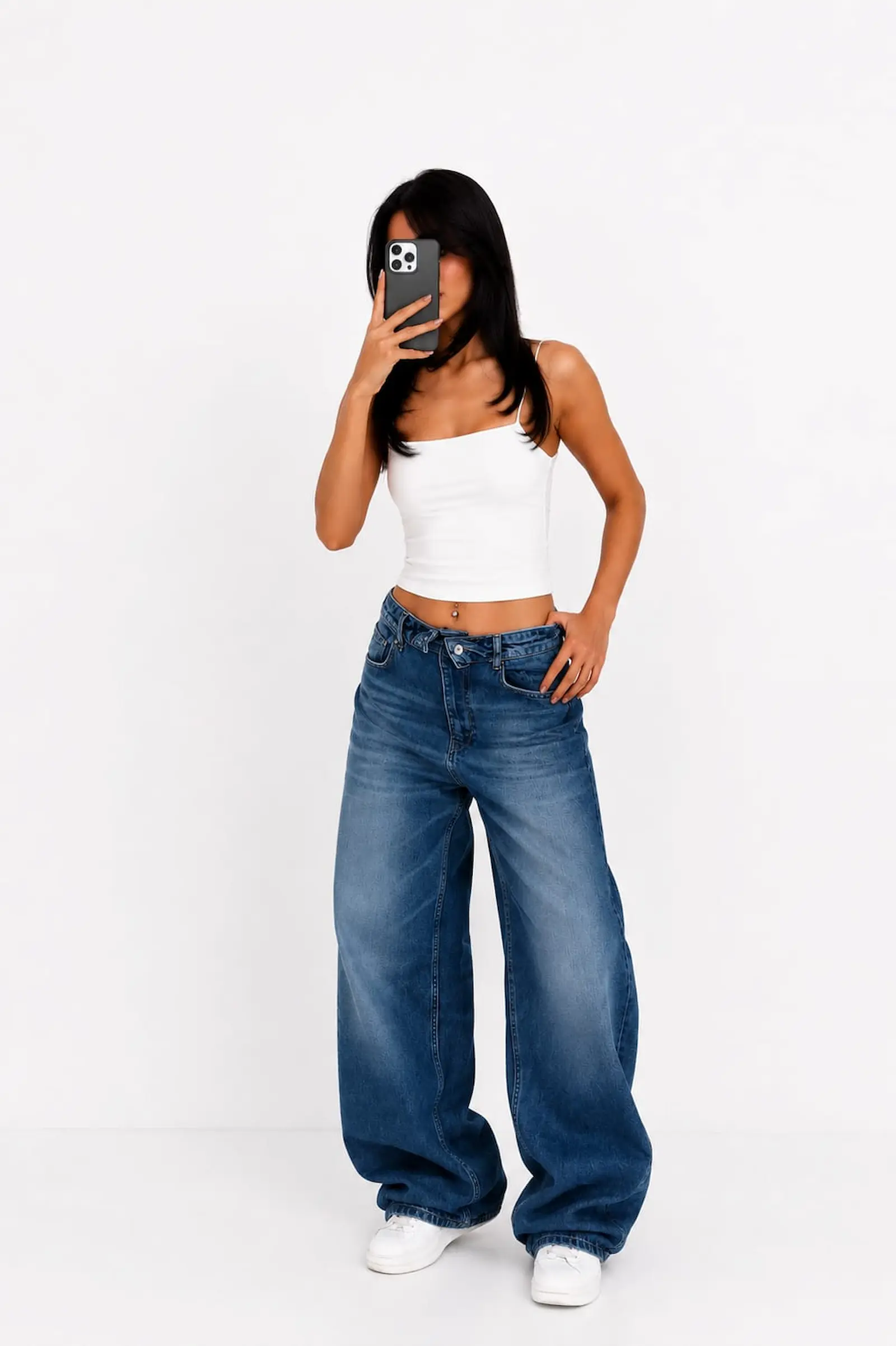 Blugi Dama High-Waist Wide-Leg Indigo Lacarino - Isabellia.ro [5]