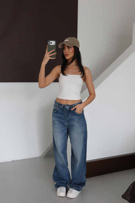 Blugi Dama High-Waist Wide-Leg Indigo Lacarino - Isabellia.ro [4]