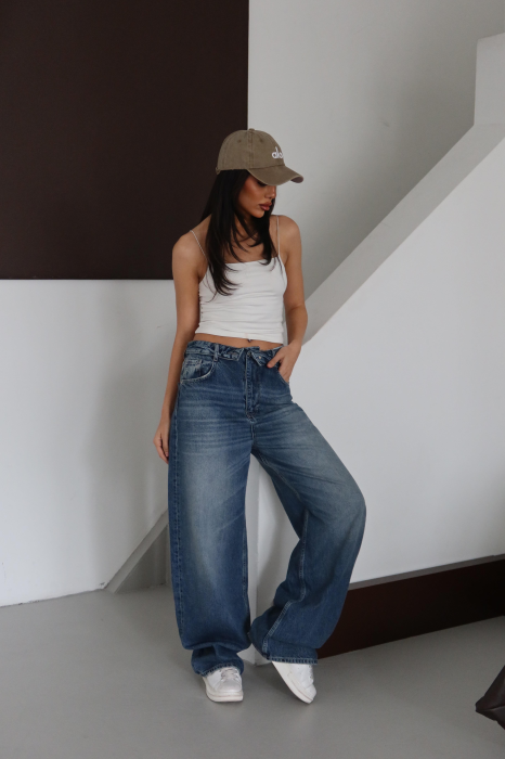 Blugi Dama High-Waist Wide-Leg Indigo Lacarino - Isabellia.ro [2]