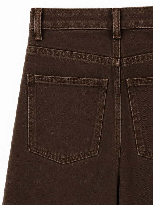 Blugi damă maro Isabellia cu talie înaltă și design patchwork  din bumbac premium [5]