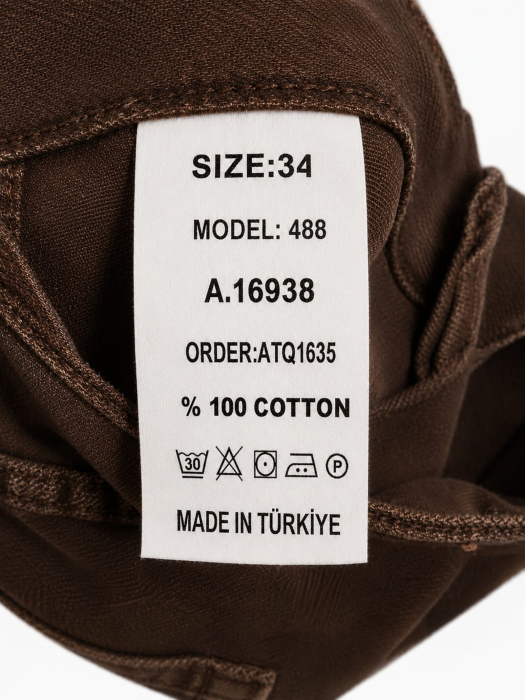 Blugi damă maro Isabellia cu talie înaltă și design patchwork  din bumbac premium [4]