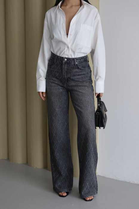 Blugi Dama Negri cu Detalii Carouri Frontale Lacarino - Isabellia.ro [6]