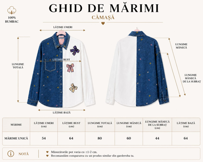 camasa bicolora denim white bow delight isabellia [7]