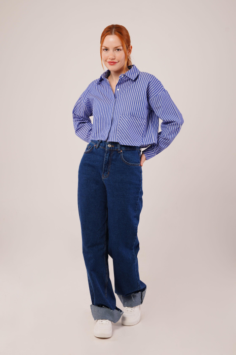 Camasa Crop cu Dungi Dama Summer Stripes Bumbac Isabellia [5]