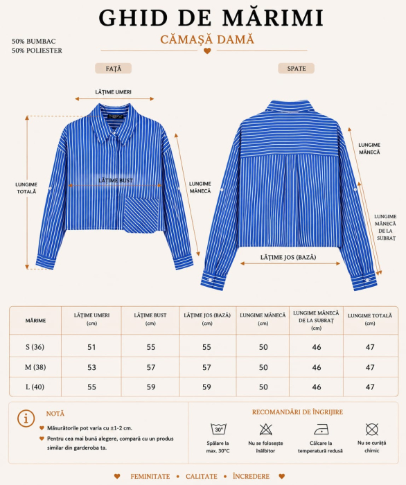 Camasa Crop cu Dungi Dama Summer Stripes Bumbac Isabellia [8]