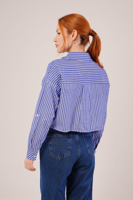 Camasa Crop cu Dungi Dama Summer Stripes Bumbac Isabellia [6]