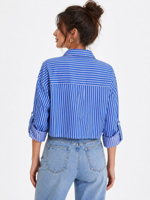 Camasa Crop cu Dungi Dama Summer Stripes Bumbac Isabellia [2]