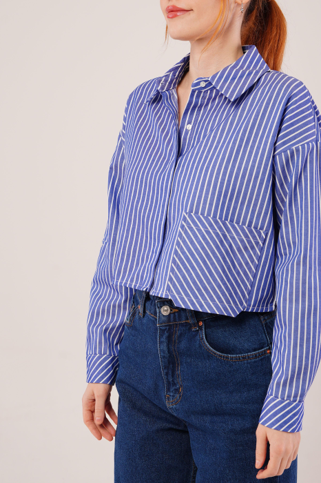 Camasa Crop cu Dungi Dama Summer Stripes Bumbac Isabellia [9]