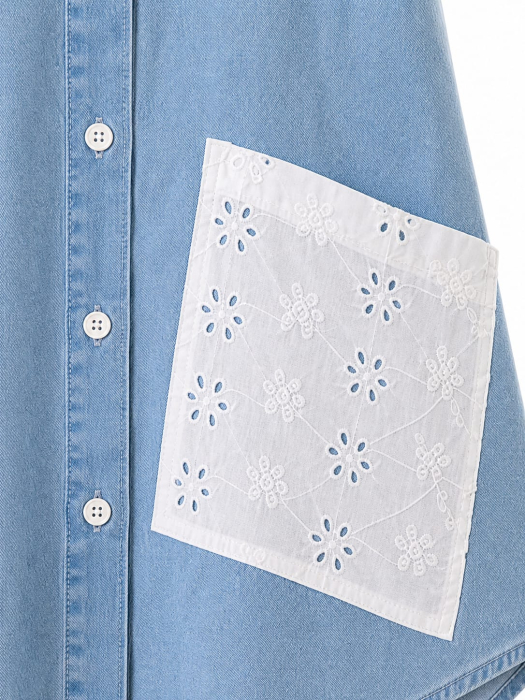 Cămașă Denim Chic Embroidery Isabellia cu broderie florală [4]