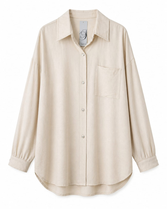 Cămașă Oversize Street Bunny Cream Edition cu Imprimeu Grafic pe Spate - Isabellia [3]