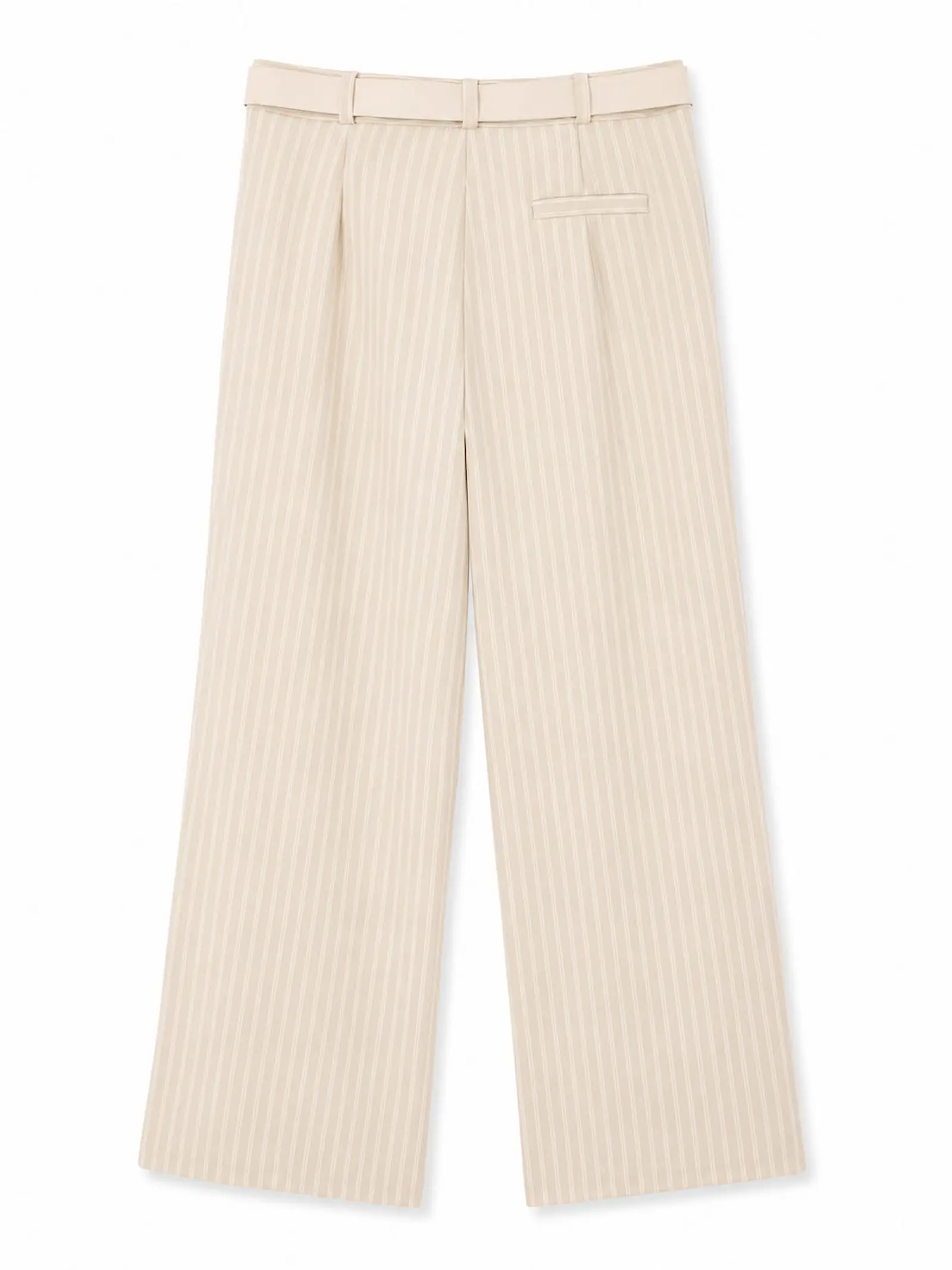 Costum Dama Office cu Dungi Bej - Sacou si Pantaloni Wide-Leg - Isabellia.ro [5]