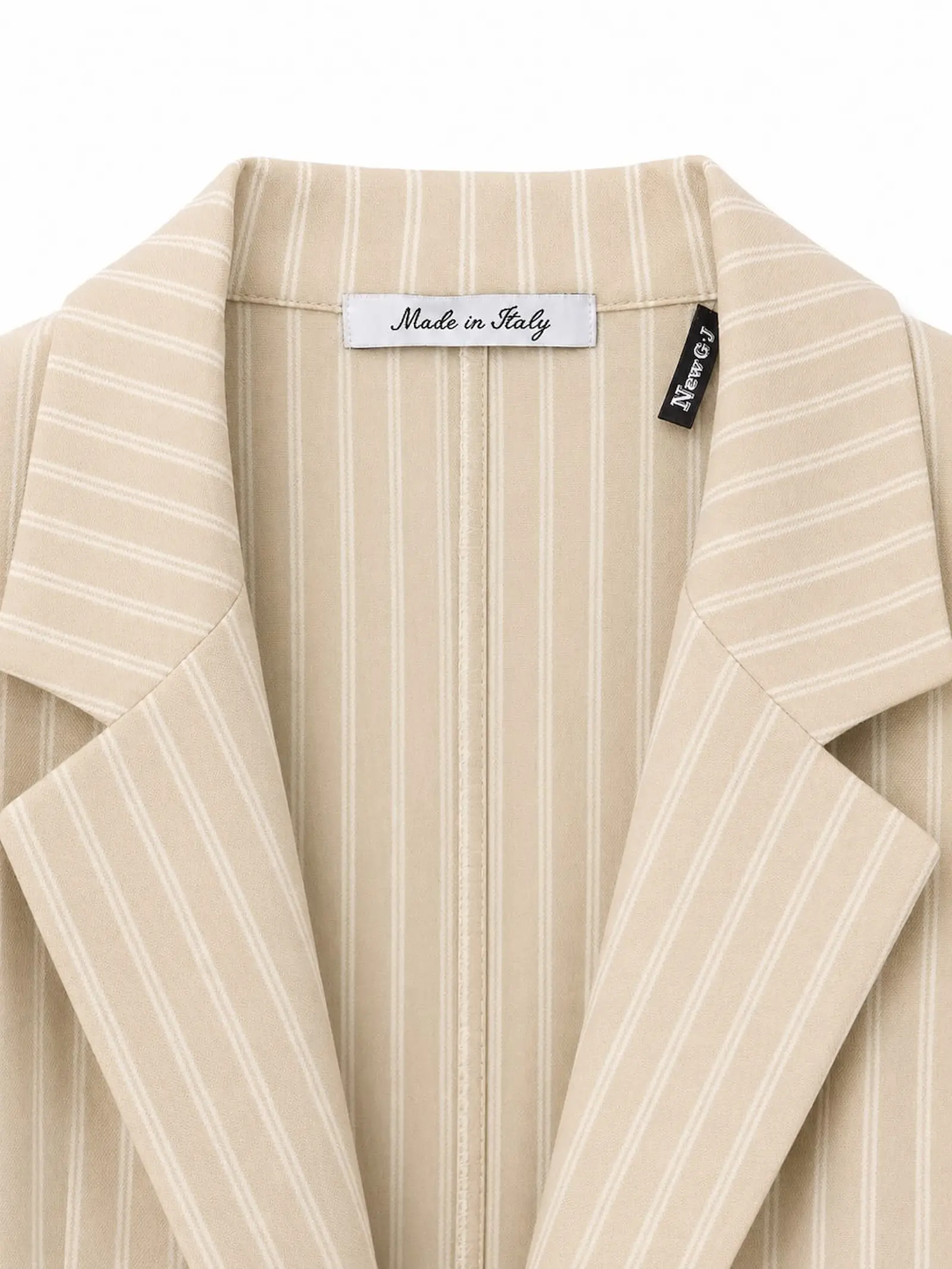 Costum Dama Office cu Dungi Bej - Sacou si Pantaloni Wide-Leg - Isabellia.ro [8]