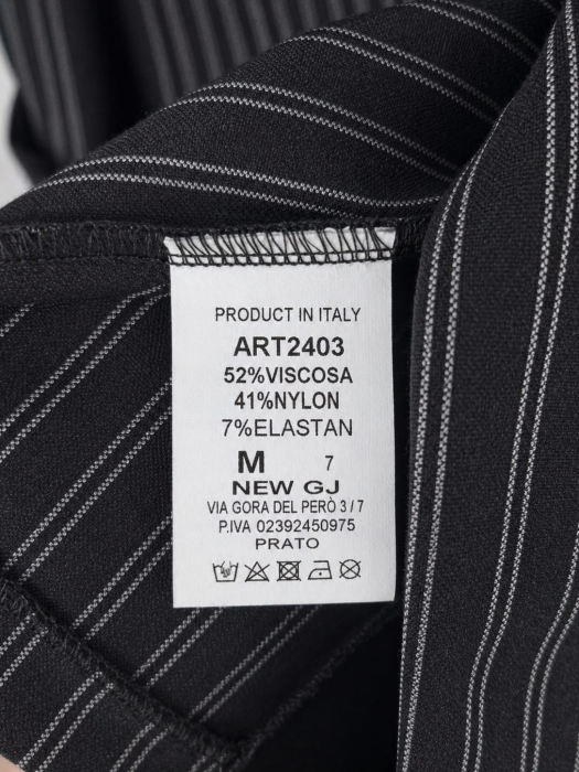 Costum Dama Office cu Dungi Negru - Sacou si Pantaloni Wide-Leg - Isabellia.ro [7]