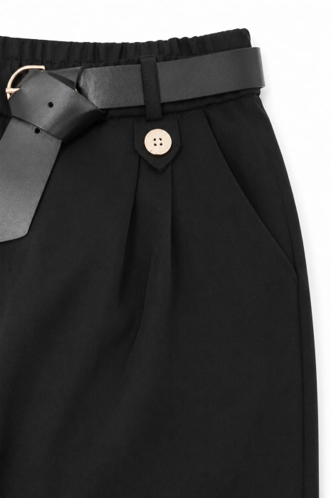 Pantaloni Negri Damă cu Talie Elastică Eleganți [5]