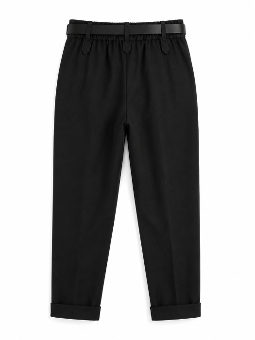 Pantaloni Negri Damă cu Talie Elastică Eleganți [3]