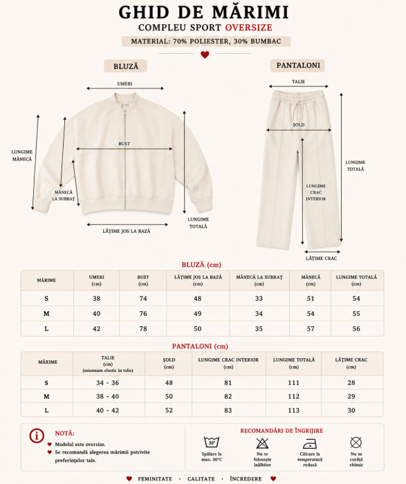 Trening Damă Bej Bumbac Wide-Leg & Bomber / Isabellia.ro [7]