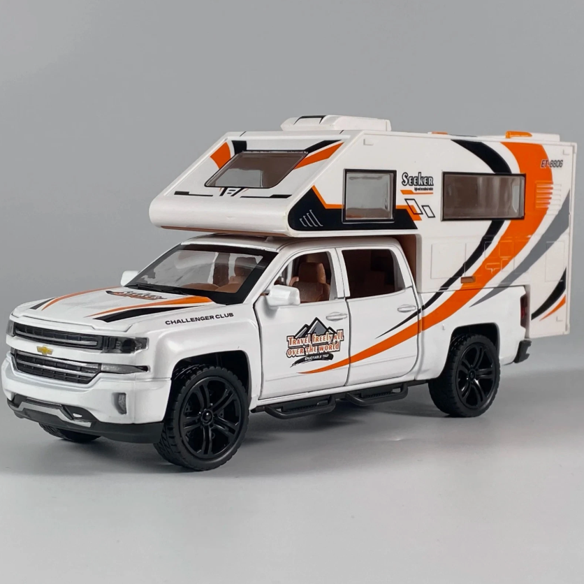 Mașină din Metal Chevrolet Pickup Camper 1:32, 20 cm, Lumini, Sunete, Pullback [4]