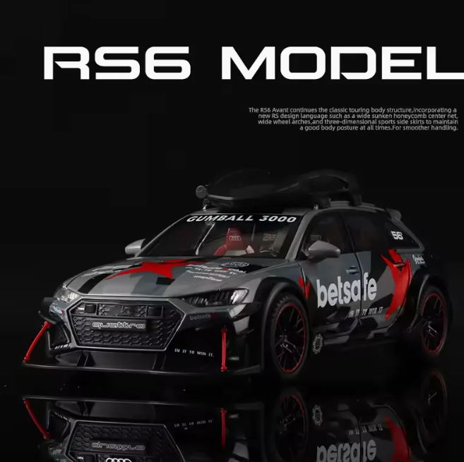 Masina din Metal Audi RS6 Camo 1:32, 15 cm, Functie Pull Back, Usile Capota si Portbagaj Deschizabile, Lumini si Sunete, Automacheta Audi RS6 [3]