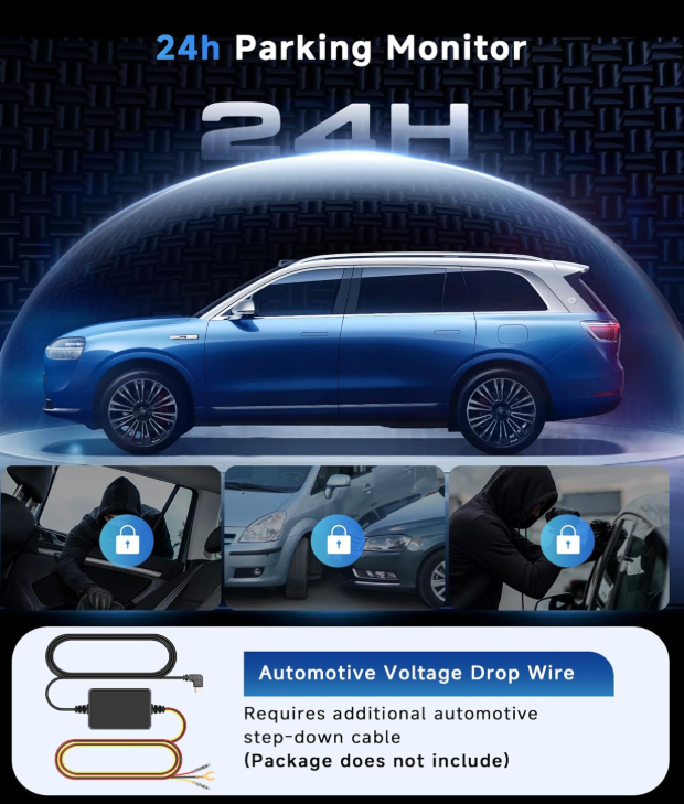 Cameră Auto 360° cu 3 Camere +  Cameră Marșarier Inclusă, Tip Crocodil, Față-Spate-Stânga-Dreapta, Full HD 1080P, Viziune Nocturnă IR, Monitorizare Parcare 24h [3]