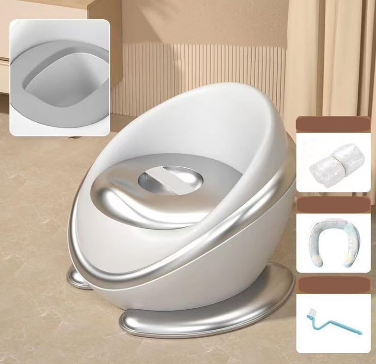 Olita Copii cu Spatar Ergonomic si Colac Moale din Spuma PU, Vas Detasabil, Baza Antiderapanta, Protectie Anti-Stropire, Design Capsula Spatiala [2]