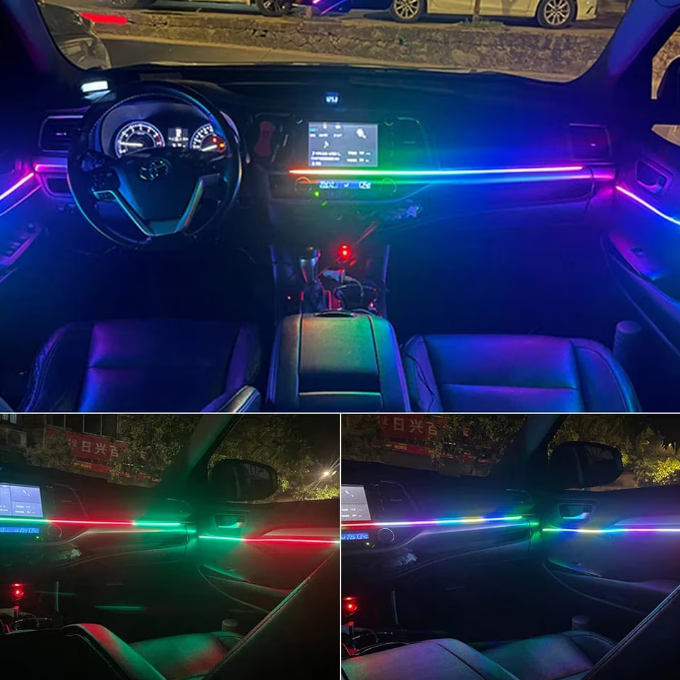 Bandă LED RGB USB 1.2m – Iluminare Ambient Interior Auto, Control prin Aplicație & Telecomandă, Kit Complet de Montare Inclus [1]