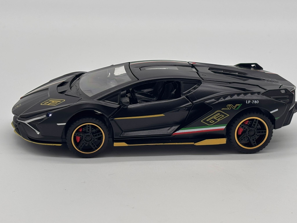 Automachetă Lamborghini Sian, din Metal, 1:32, Funcție Pull-Back, Uși și Capotă Deschizătoare, Sunete și Lumini, 16 cm [10]