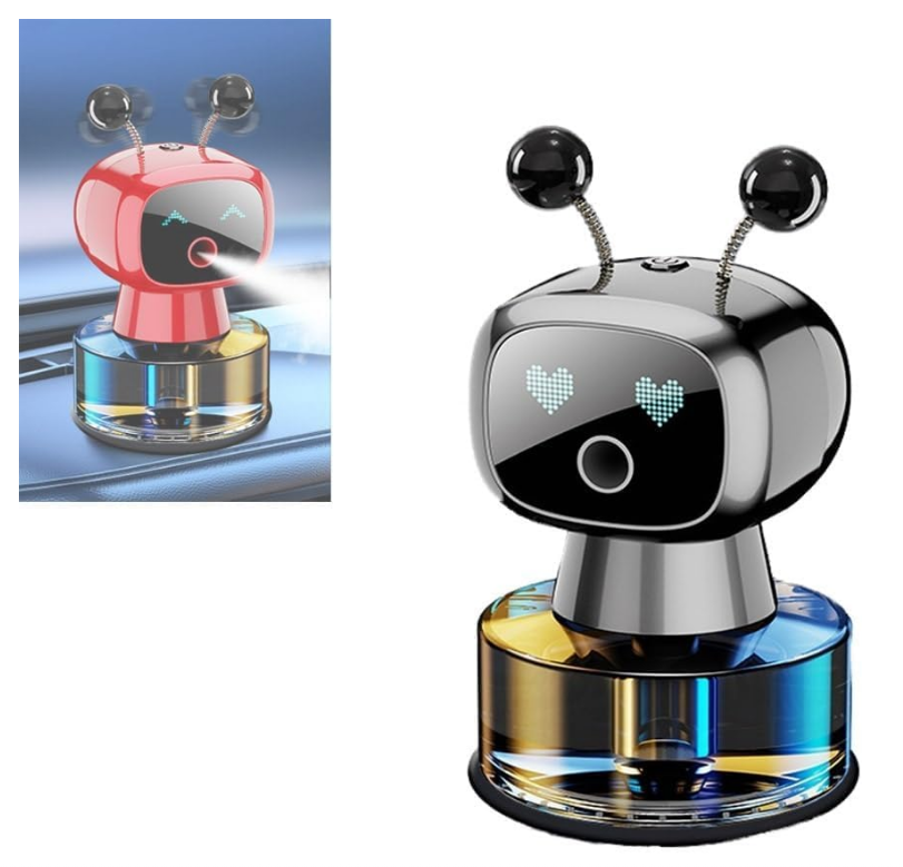 Odorizant Auto Design Robot – Reîncărcabil, Ochi Animati, Parfum Inclus, Fixare pe Bord cu Bandă Specială inclusa [25]