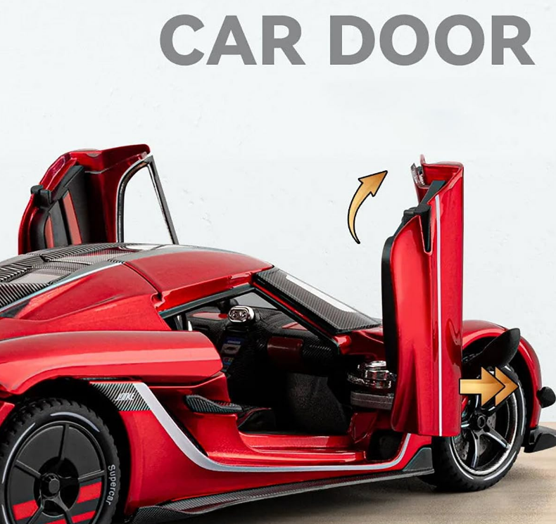 Mașină din Metal Koenigsegg Jesko 1:24, Model Hypercar cu Pullback, Uși Deschizătoare în Sus, Lumini și Sunete, 20 cm [3]