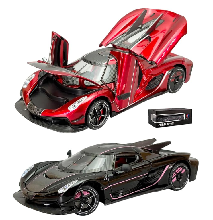 Mașină din Metal Koenigsegg Jesko 1:24, Model Hypercar cu Pullback, Uși Deschizătoare în Sus, Lumini și Sunete, 20 cm [3]
