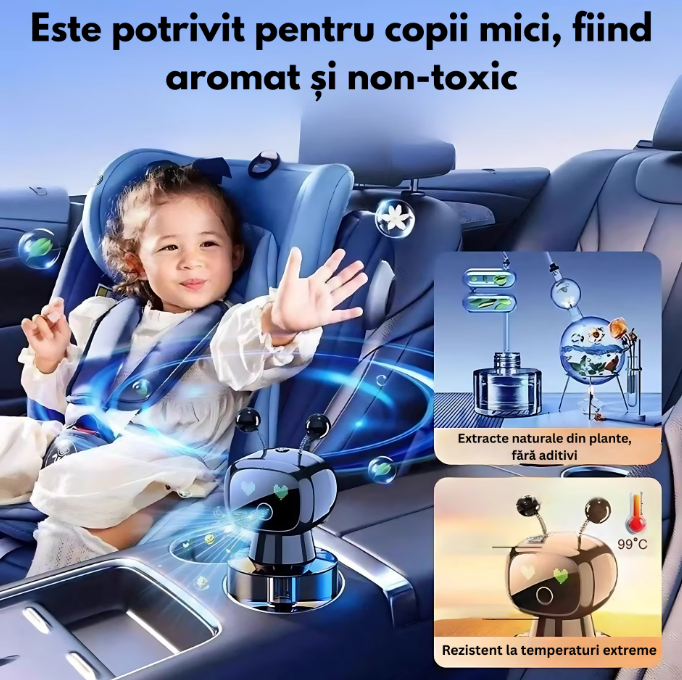 Odorizant Auto Design Robot – Reîncărcabil, Ochi Animati, Parfum Inclus, Fixare pe Bord cu Bandă Specială inclusa [4]