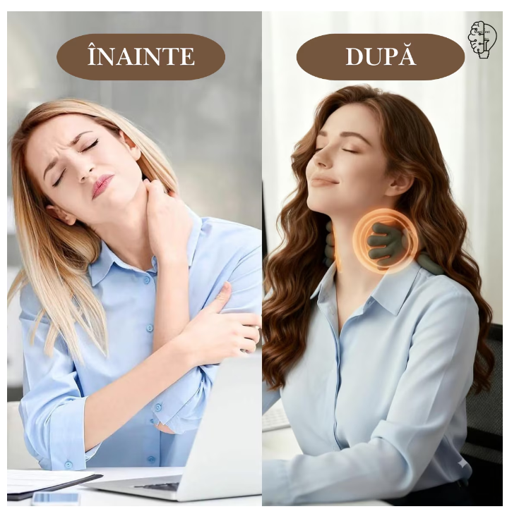 Aparat Masaj Cervical Gat si Umeri 4D cu Incalzire, Fara Fir, Masaj Tip Mana Umana, 3 Moduri, Autonomie pana la 12 Zile, Ideal pentru Relaxare si Dureri Musculare [4]