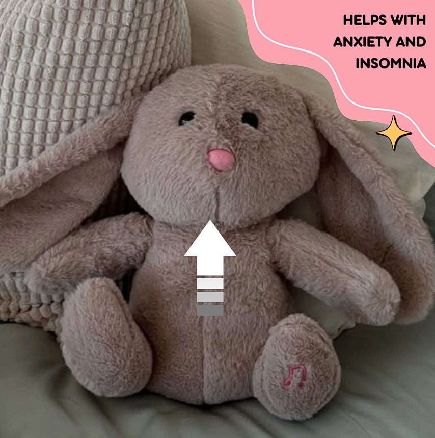 Iepuraș de Plus care Respiră, 30 cm, cu Sunet Real de Respirație, Lumină și Muzică, Jucărie Interactivă Realistă pentru Copii [3]