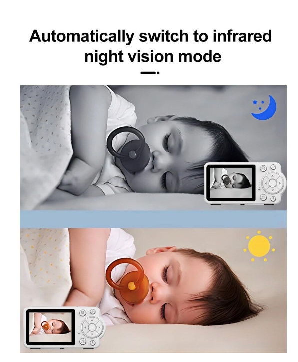 Baby Monitor Video 2.4GHz fara WiFi cu Camera si Ecran 7 cm, Viziune Nocturna HD, Detectare Plans, Monitorizare Temperatura, Comunicare Bidirectionala, Alarmă pentru hrănire, Muzica pentru Bebelu [4]