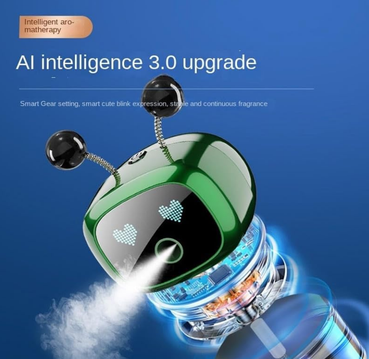 Odorizant Auto Design Robot – Reîncărcabil, Ochi Animati, Parfum Inclus, Fixare pe Bord cu Bandă Specială inclusa [26]