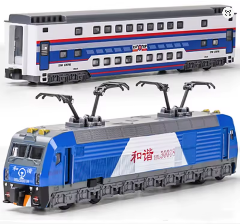 2 Locomotive Electrice cu Vagon din Metal – 70 cm Lungime Totală, Sunete și Lumini, Baterii Incluse [2]