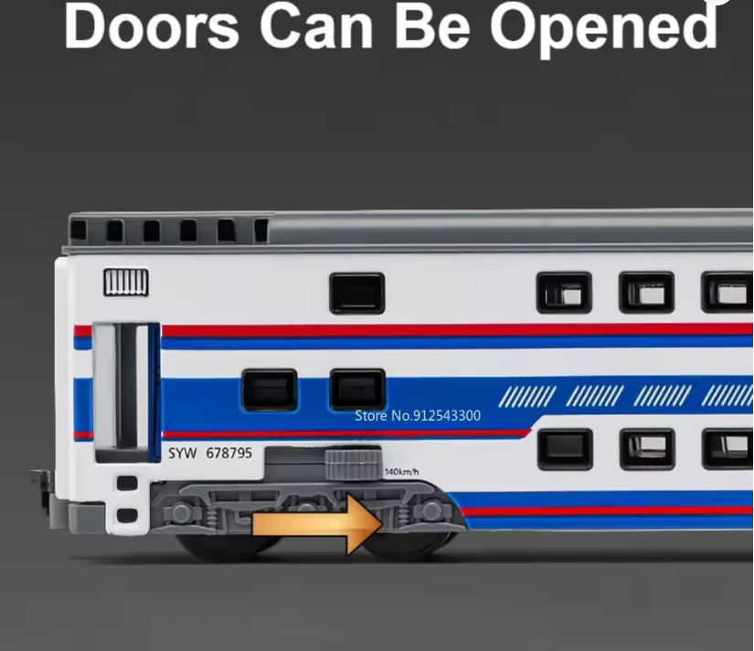 2 Locomotive Electrice cu Vagon din Metal – 70 cm Lungime Totală, Sunete și Lumini, Baterii Incluse [6]