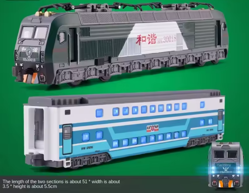 2 Locomotive Electrice cu Vagon din Metal – 70 cm Lungime Totală, Sunete și Lumini, Baterii Incluse [4]