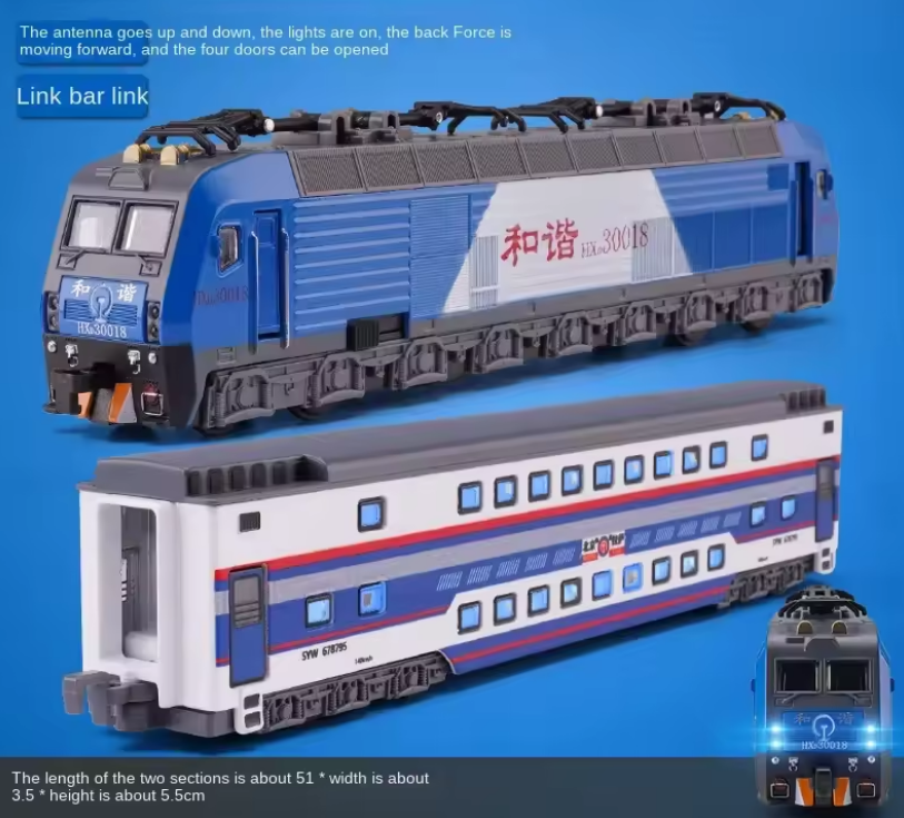 2 Locomotive Electrice cu Vagon din Metal – 70 cm Lungime Totală, Sunete și Lumini, Baterii Incluse [7]