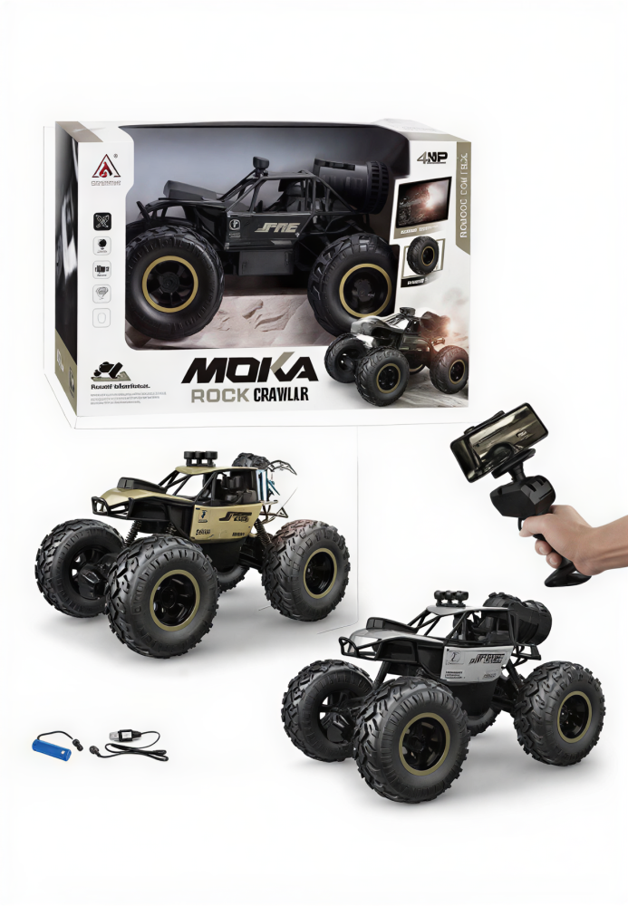 Mașină cu Telecomandă Off-Road R/C, 20 cm, Cameră Wi-Fi cu Funcție Video & Foto, Funcție de Fum, Control prin Telefon (Aplicația SF-CAR), Suspensie Mobilă, Lumină, Cablu de Încărcare Inclus [1]