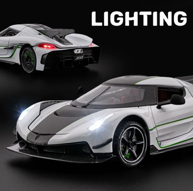 Mașină din Metal Koenigsegg Jesko 1:24, Model Hypercar cu Pullback, Uși Deschizătoare în Sus, Lumini și Sunete, 20 cm [4]