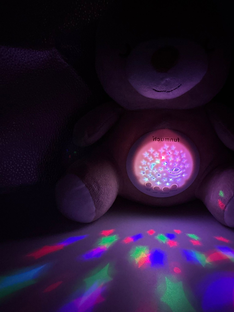 Ursuleț și Cățel Muzical cu Proiecție de Stele, 25 cm, Lumină si Muzica Calda, Funcționează pe Baterii [2]