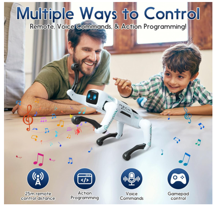 Robot Caine Inteligent cu Telecomanda, Jucarie Interactiva STEM Programabila, Muzica, Povesti si Dans, RC Robo Dog pentru Copii [4]