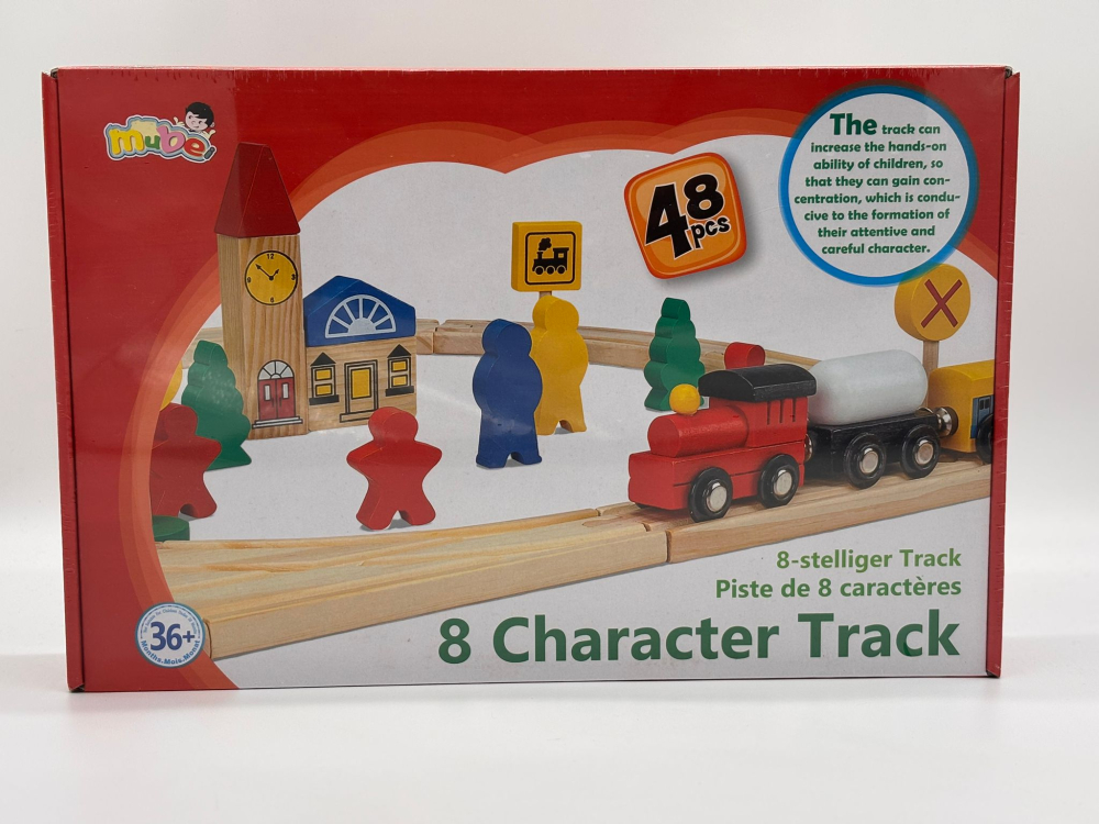 Set Tren din Lemn, 48 Piese cu Magnet – Locomotivă, Vagoane, Șine și Accesorii din Lemn [6]