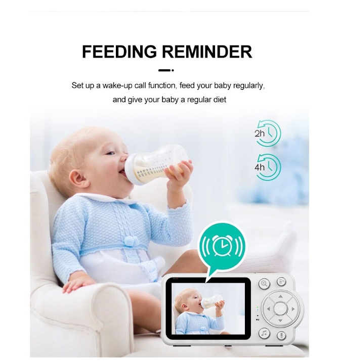 Baby Monitor Video 2.4GHz fara WiFi cu Camera si Ecran 7 cm, Viziune Nocturna HD, Detectare Plans, Monitorizare Temperatura, Comunicare Bidirectionala, Alarmă pentru hrănire, Muzica pentru Bebelu [6]